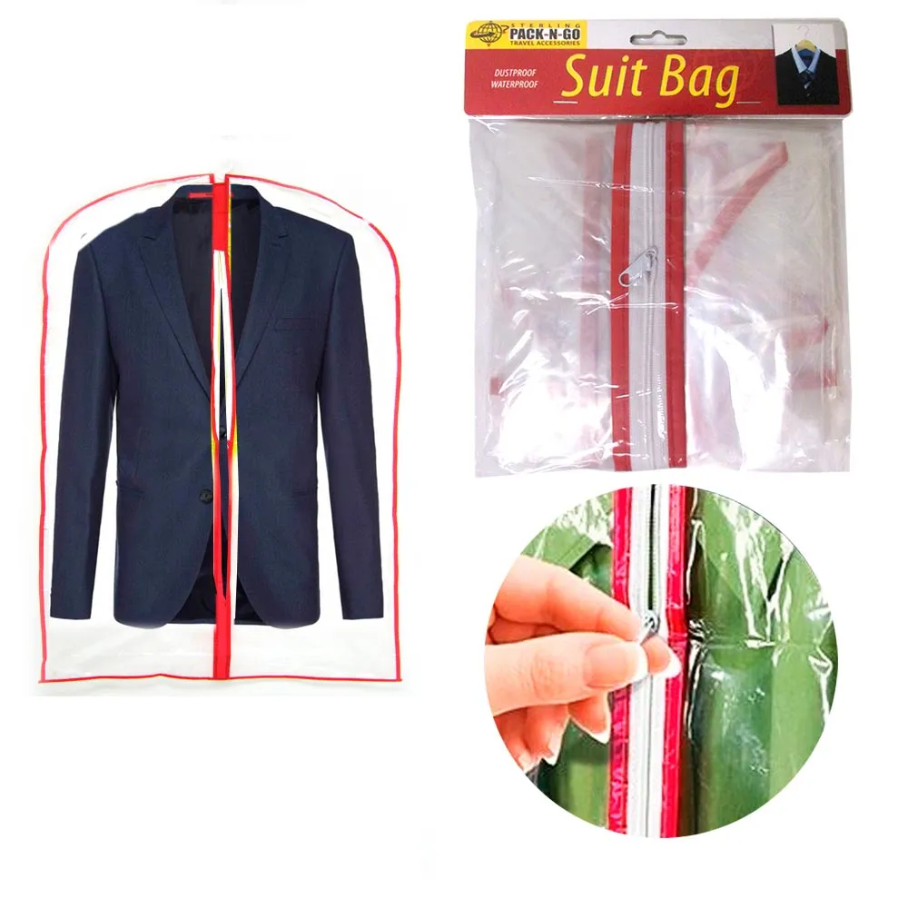 12X Clear Foldable 34" Garment Bag Suit Dress Jacket Cover Zipper Storage Travel