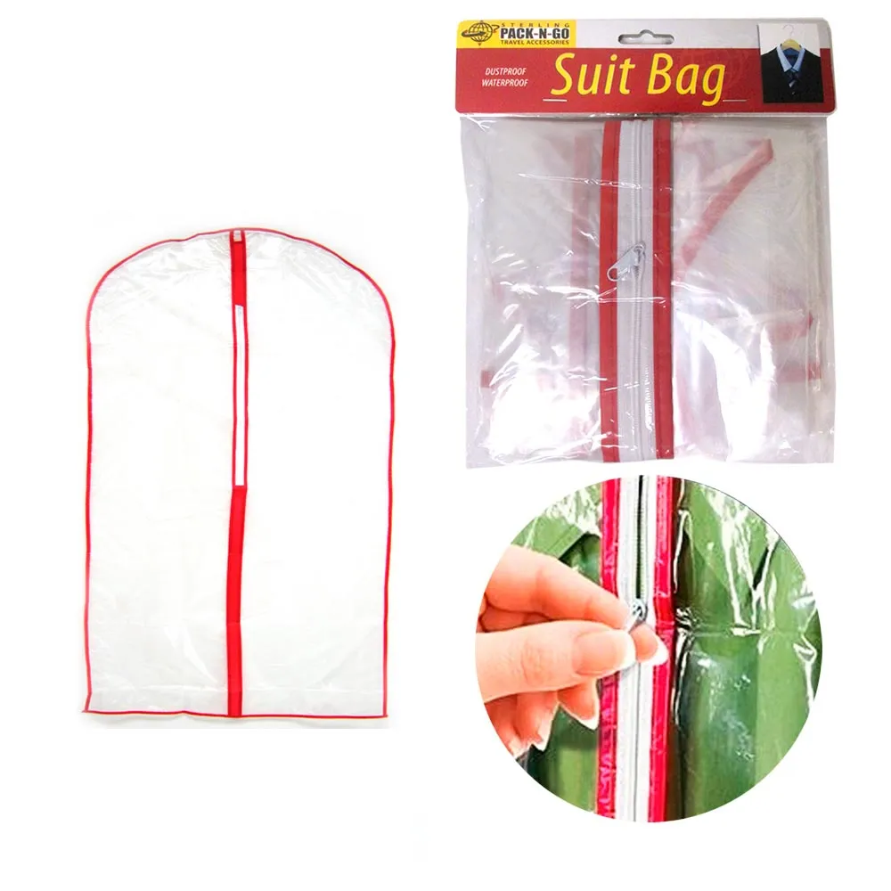 12X Clear Foldable 34" Garment Bag Suit Dress Jacket Cover Zipper Storage Travel