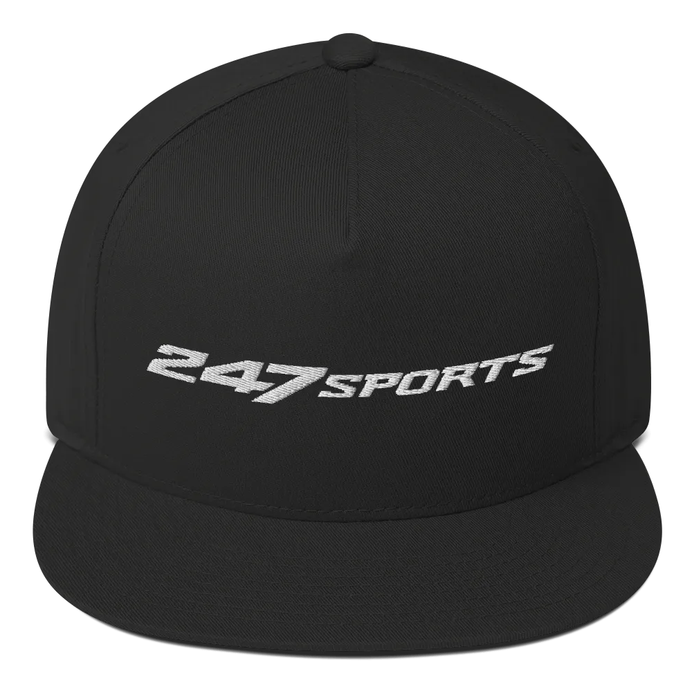 247 Sports Logo White Embroidered Flat Bill Hat