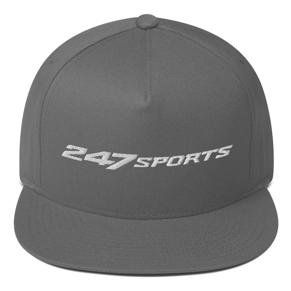 247 Sports Logo White Embroidered Flat Bill Hat