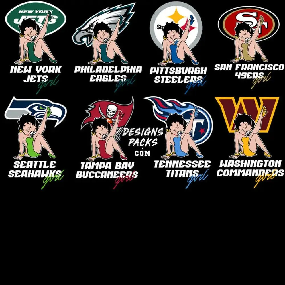 32 Cartoon BETTY Football Teams Designs Bundle PNG   AI