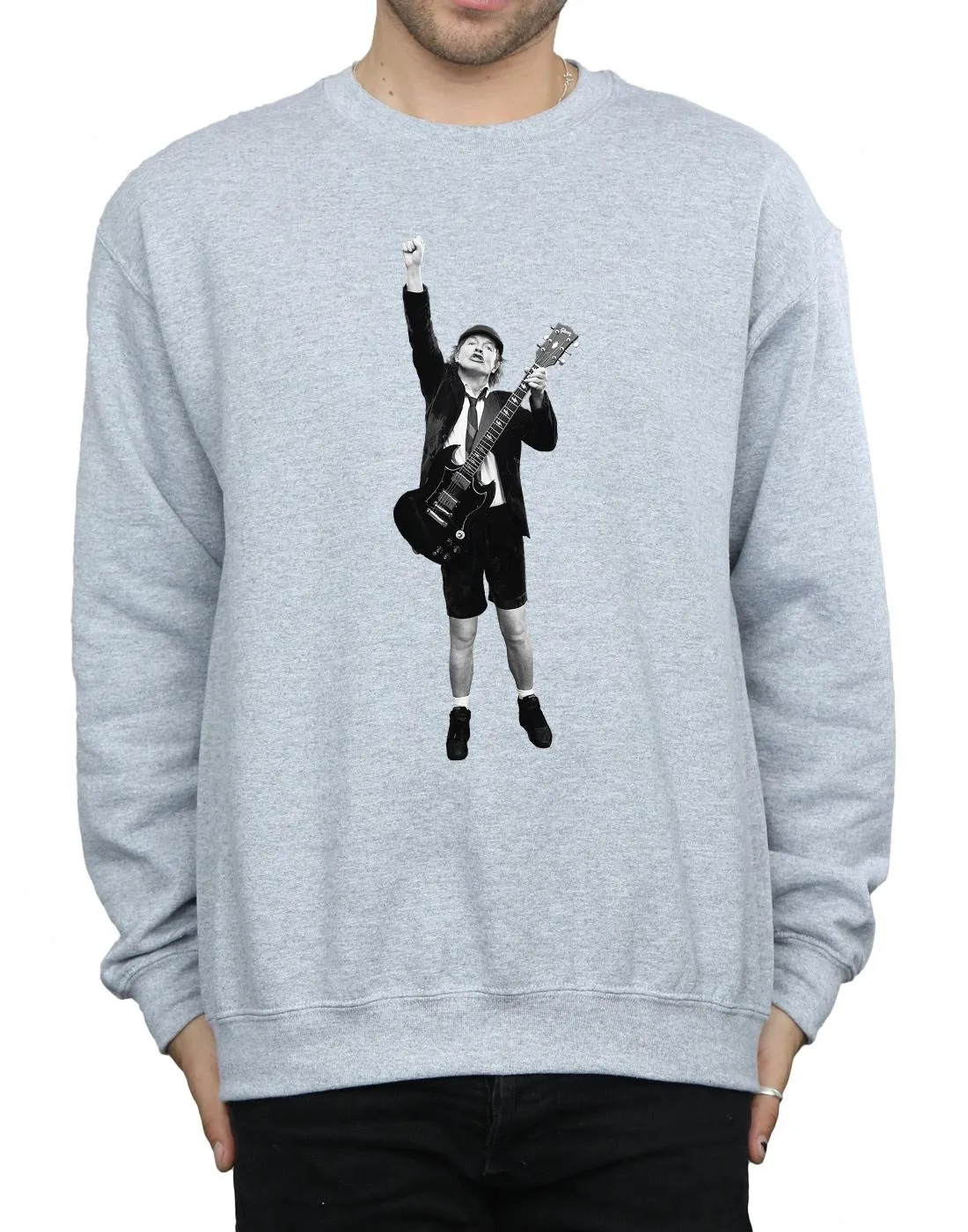 AC/DC Mens Angus Young Cut Out Cotton Sweatshirt