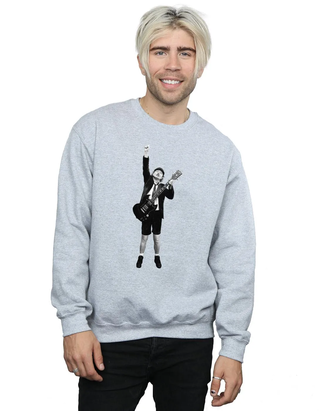 AC/DC Mens Angus Young Cut Out Cotton Sweatshirt