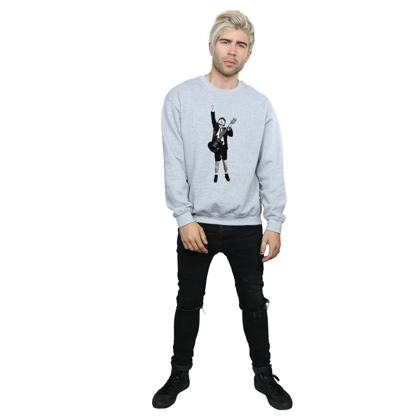 AC/DC Mens Angus Young Cut Out Cotton Sweatshirt
