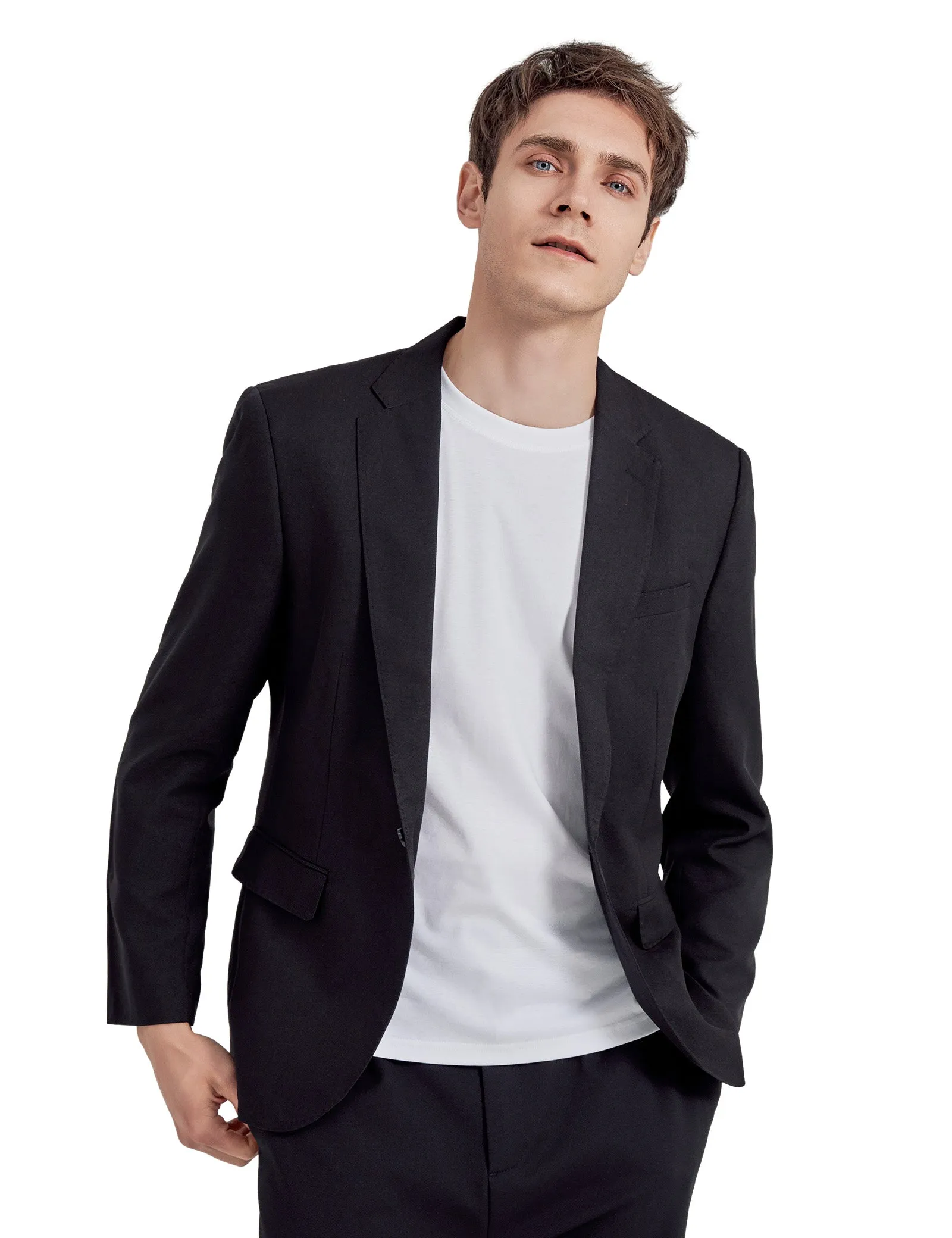 Alizeal Men's Casual Suit Jacket Sports Coat Business Suit One Button, 020-Black