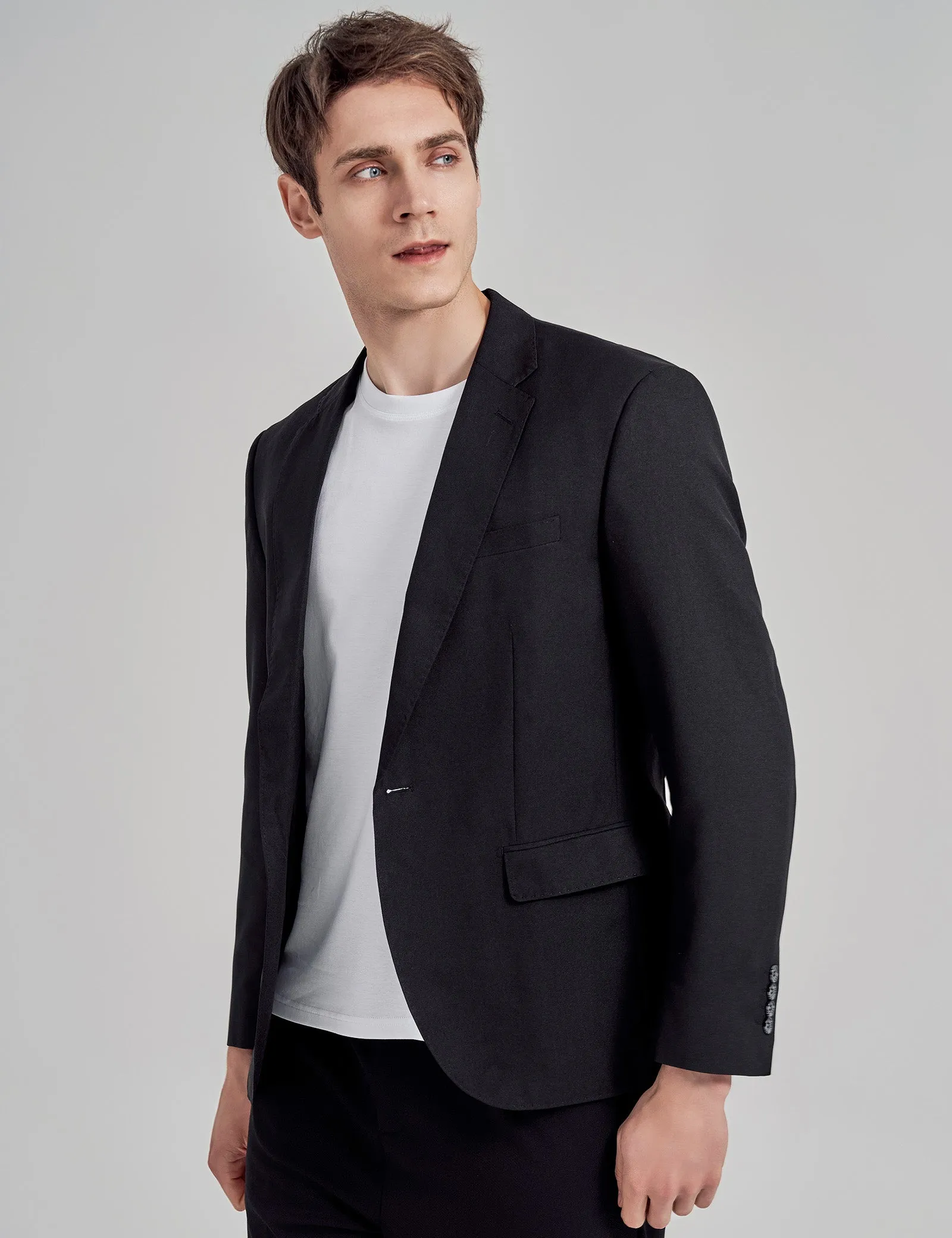 Alizeal Men's Casual Suit Jacket Sports Coat Business Suit One Button, 020-Black