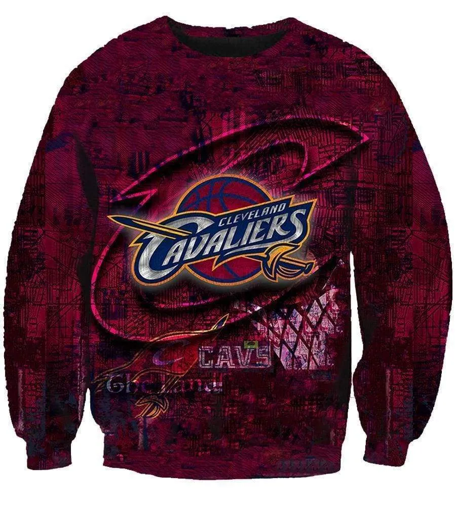 Basketball Cleveland Cavaliers Hoodies - Pullover Sport Red 3D Hoodie