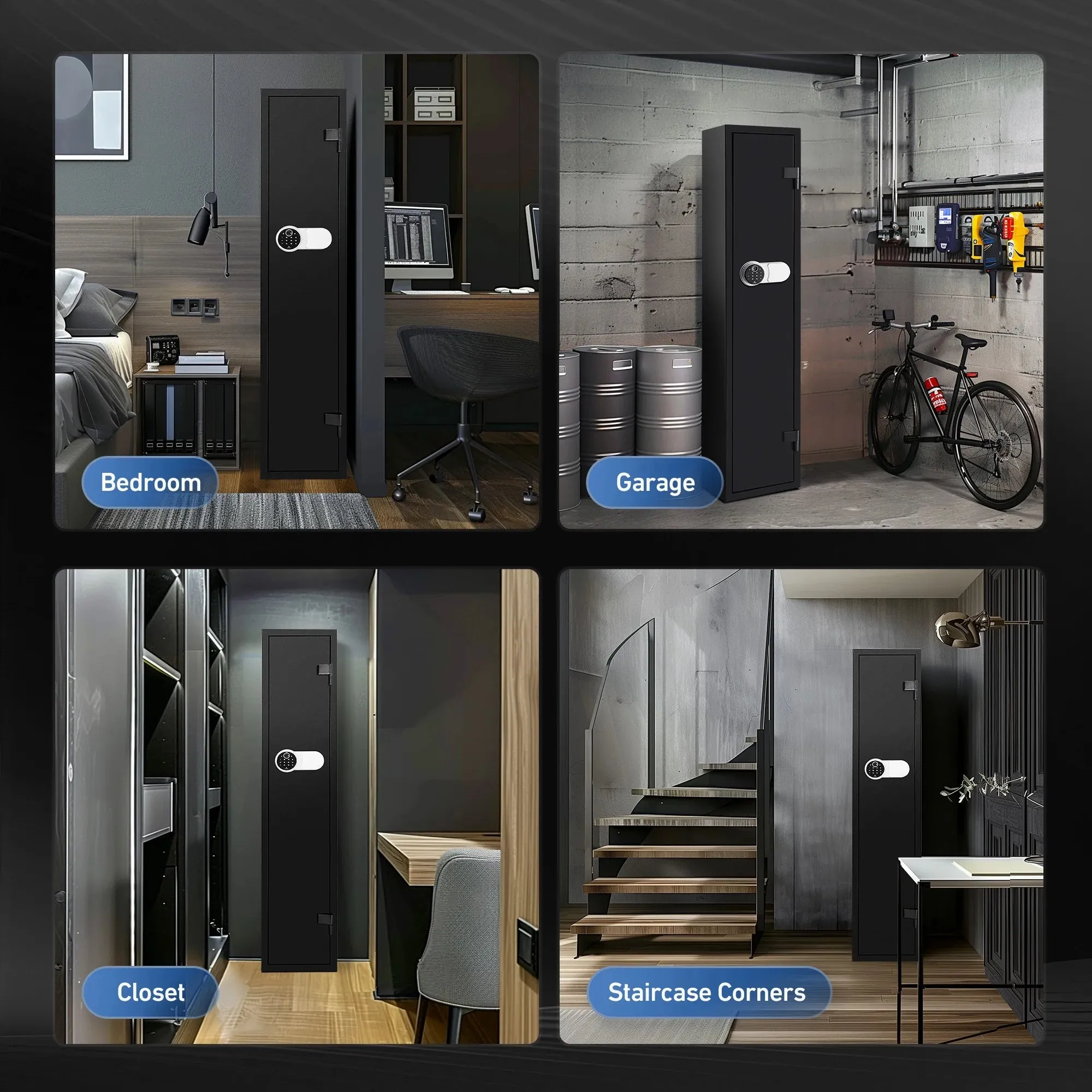 Bigfeliz Biometric Gun Safe,Quick Access 5-6 Gun Rifle with Handgun Storage Cabinet for Home