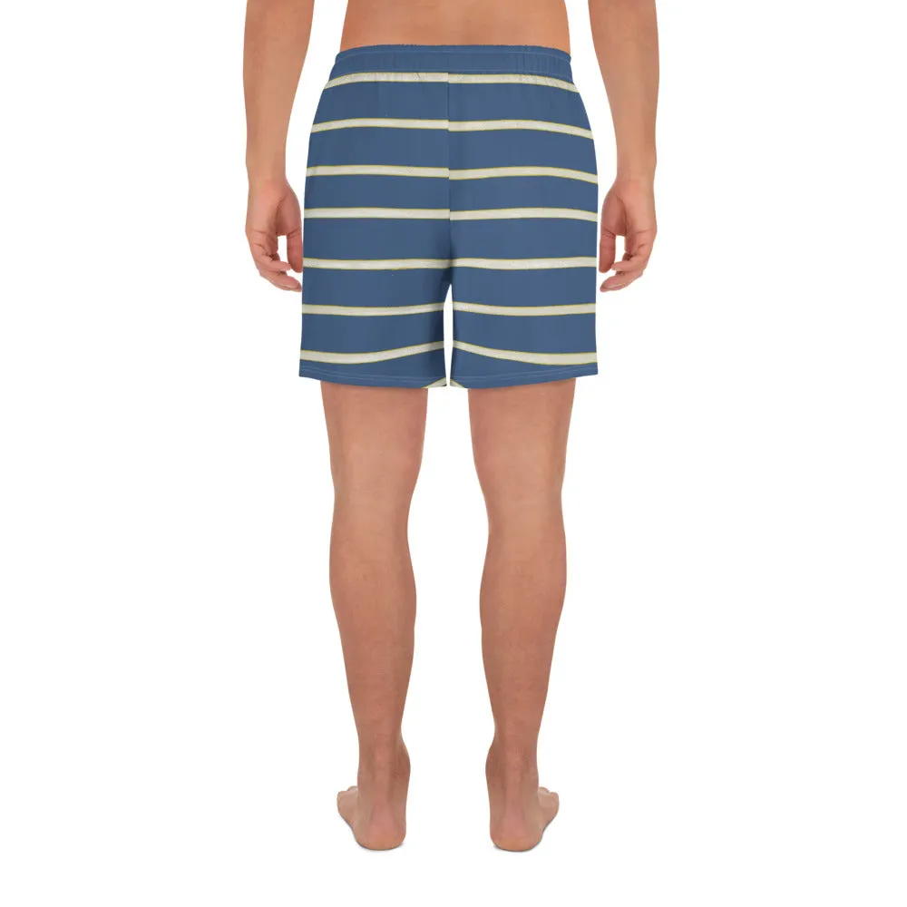 Blue Yellow White Stripe Mens Shorts