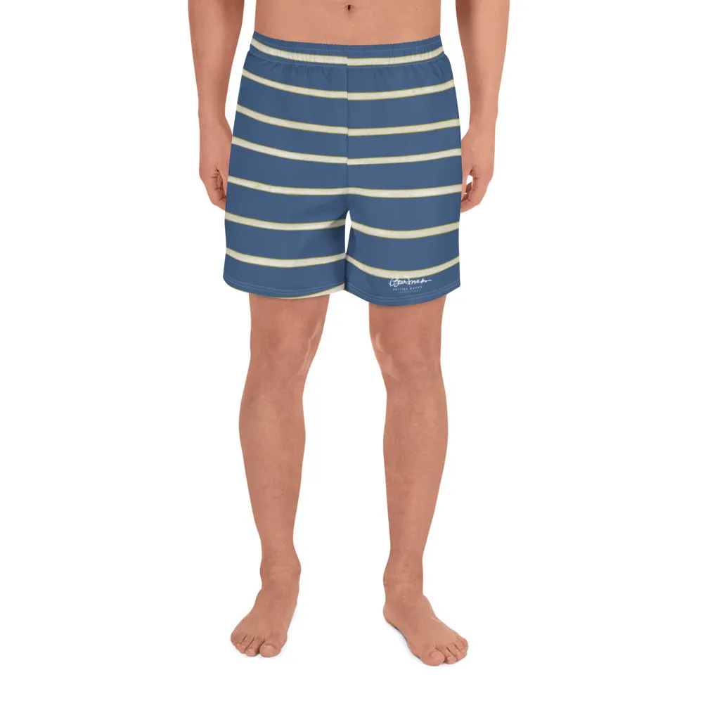 Blue Yellow White Stripe Mens Shorts