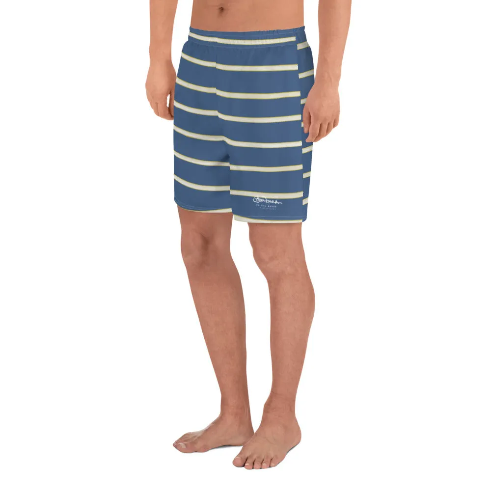 Blue Yellow White Stripe Mens Shorts