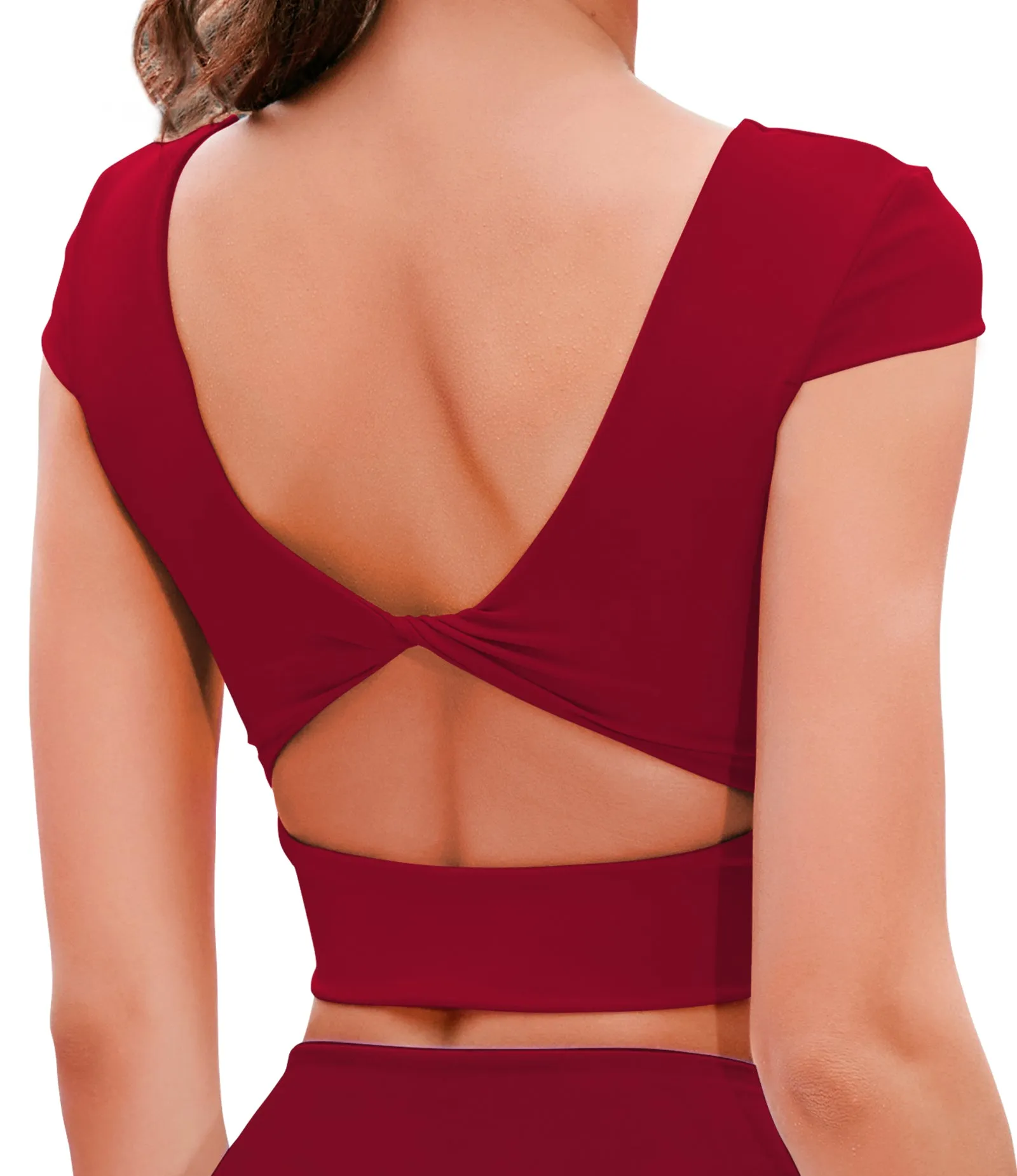Cap Sleeve Longline Sports Bra Open Back