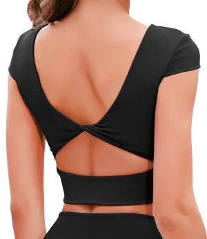 Cap Sleeve Longline Sports Bra Open Back