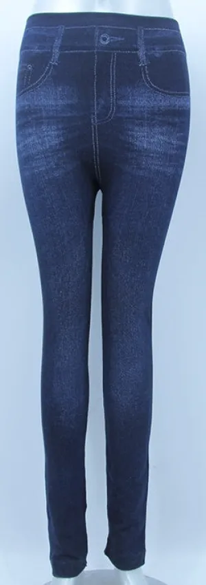 DENIM LOOK LEGGINGS - PLAIN