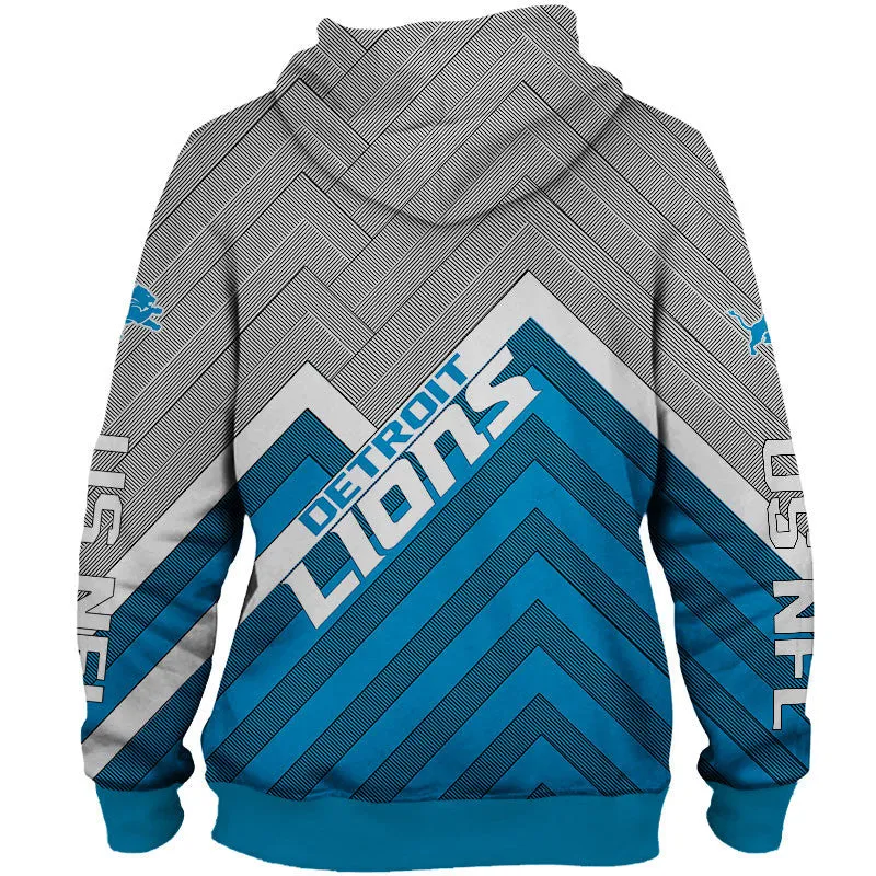 Detroit Lions NFL Rugby Team Printed Zip Up Hoodie
