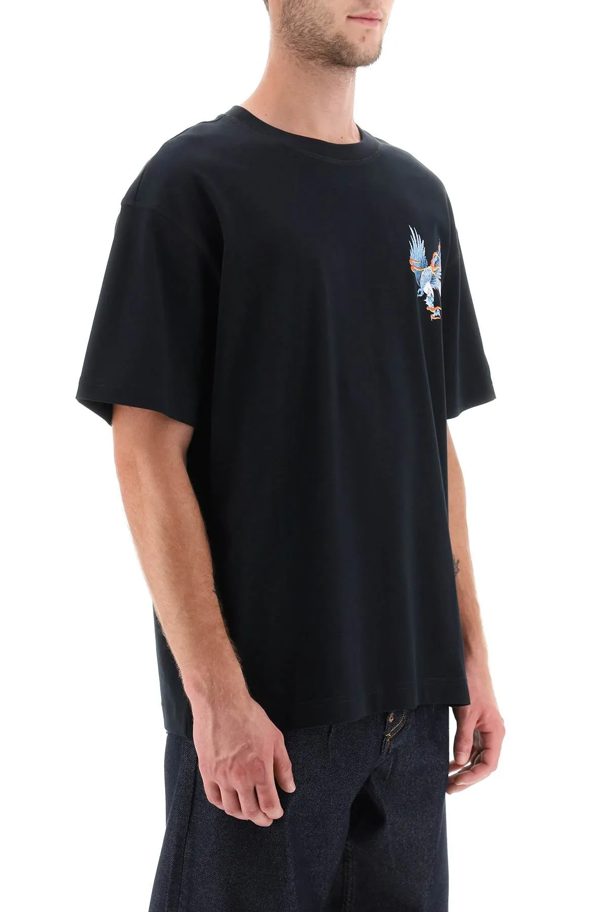 Evisu t-shirt with eagle print and logo embroidery