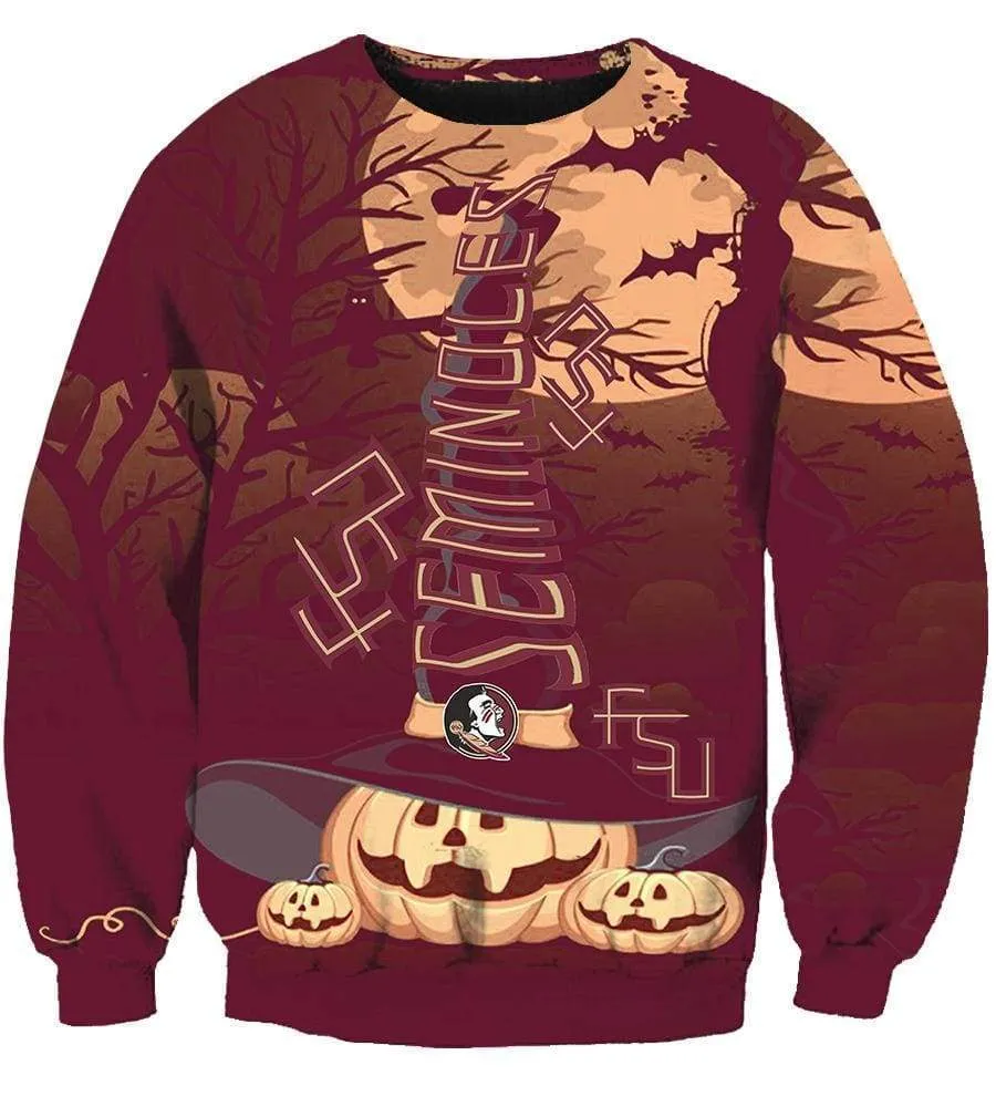 Florida State Seminoles Pumpkin Night Hoodies - Pullover Red Hoodie