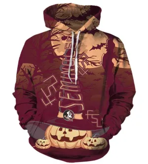 Florida State Seminoles Pumpkin Night Hoodies - Pullover Red Hoodie