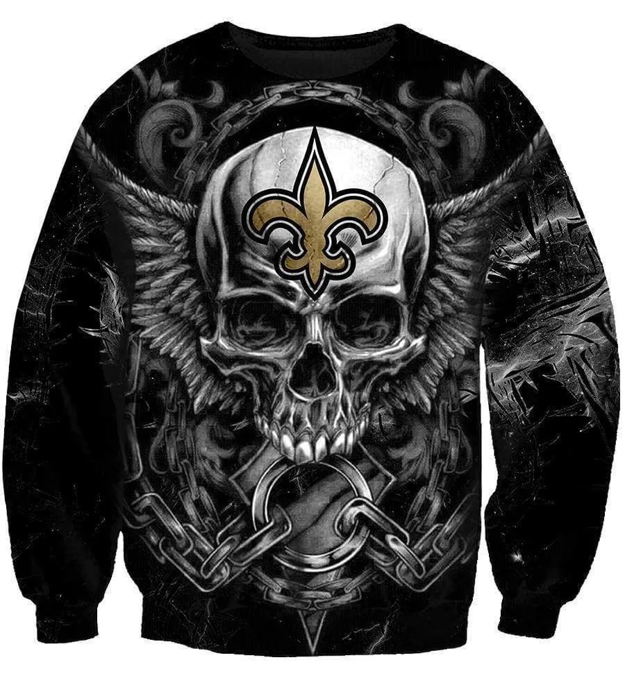 Football New Orleans Saints Hoodies - Pullover Black 3D Hoodie