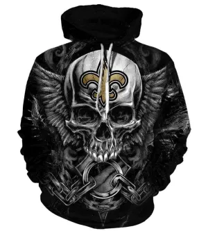 Football New Orleans Saints Hoodies - Pullover Black 3D Hoodie