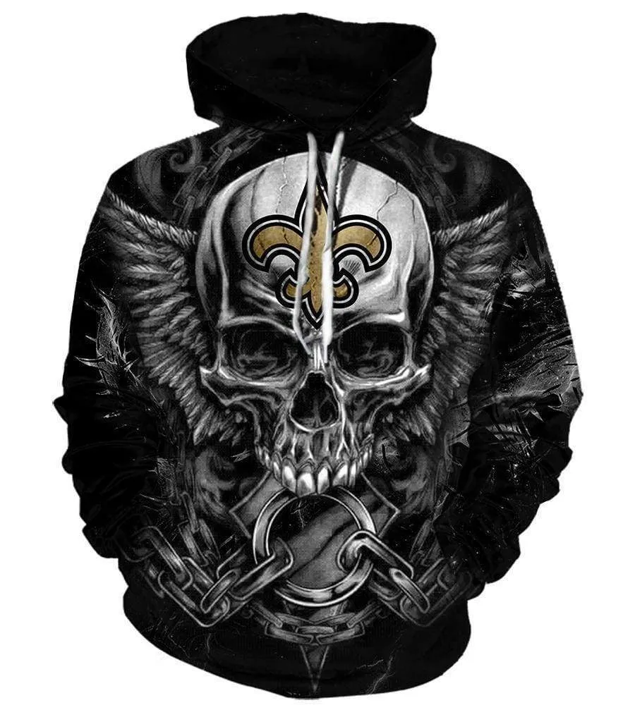 Football New Orleans Saints Hoodies - Pullover Black 3D Hoodie