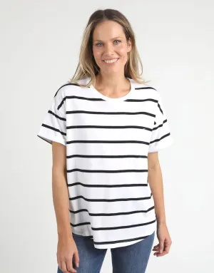 Halli Short Sleeve Tee - White / Navy Stripe