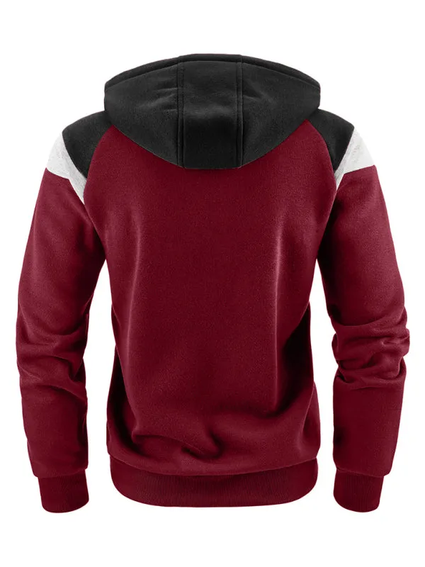 Men's Color Block Contrast Fashion Sweatshirt Casual Sports Top