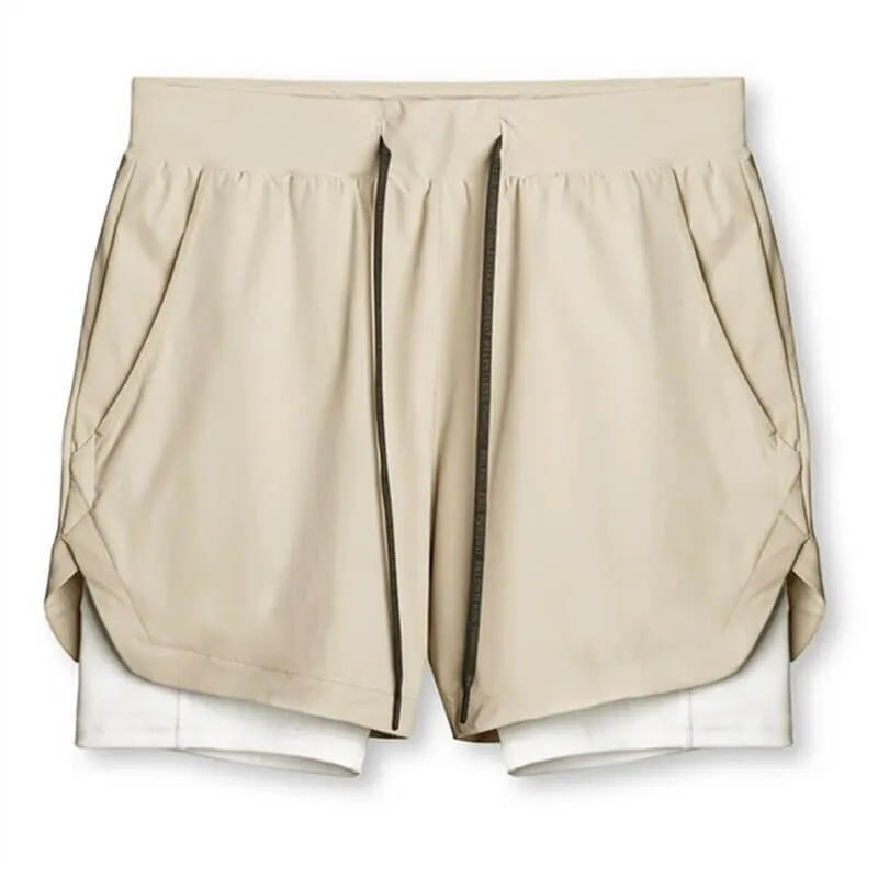 Men's Double-Layer Sports Running Shorts with Pockets - SF1105