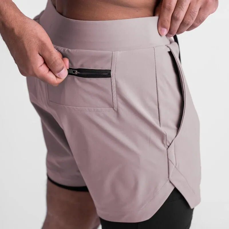 Men's Double-Layer Sports Running Shorts with Pockets - SF1105