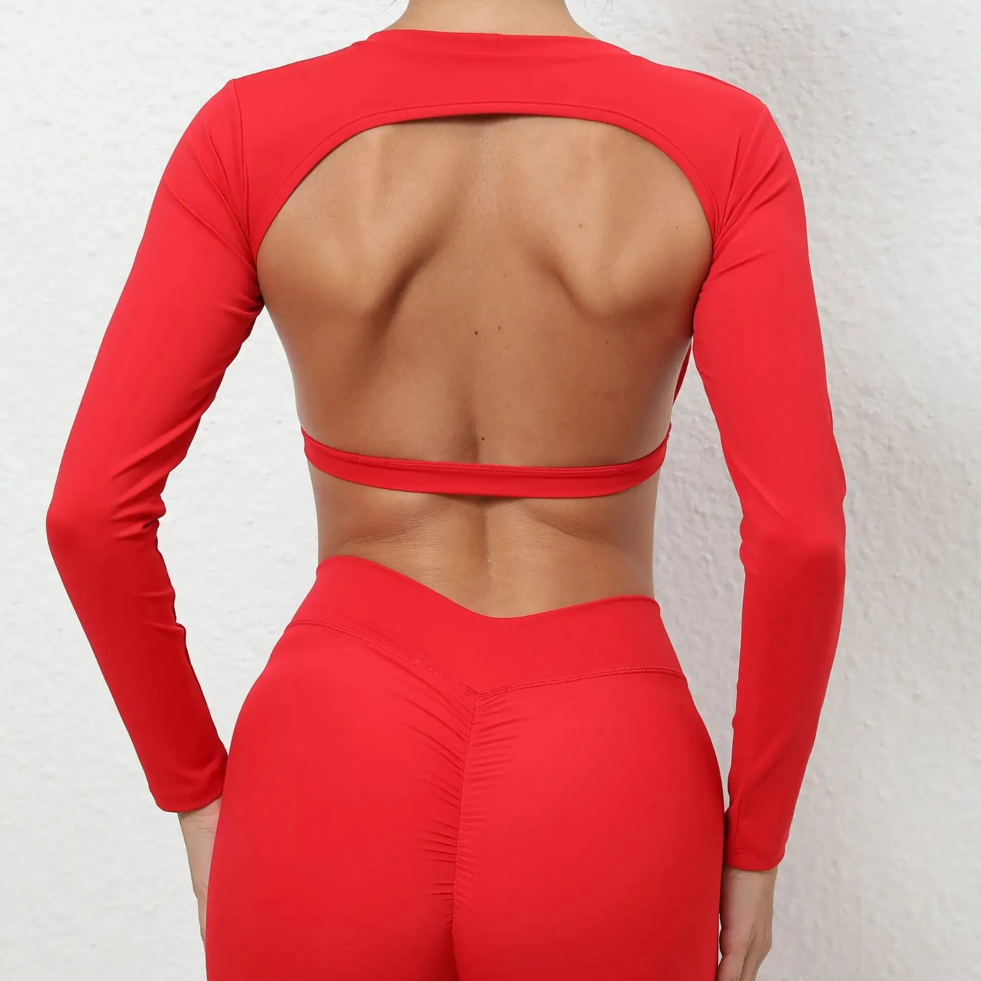 Sexy Long Sleeve Yoga Backless Gym Top