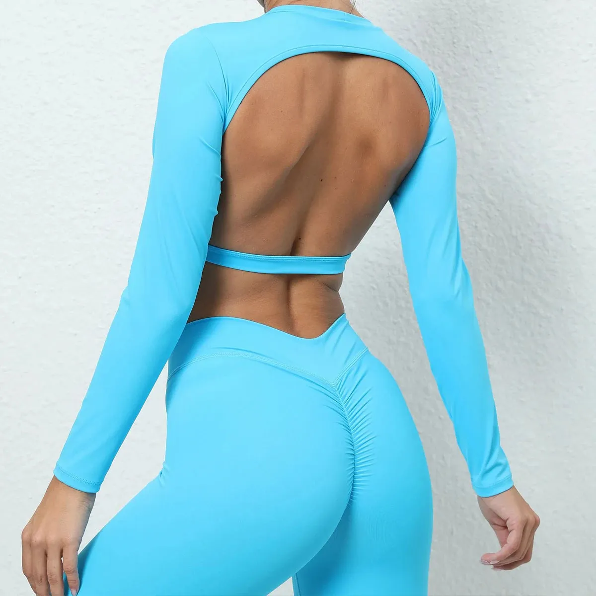 Sexy Long Sleeve Yoga Backless Gym Top
