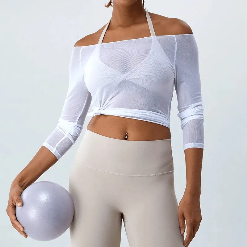 Sexy Sheer Sports Long Sleeves Women's Top - SF1828
