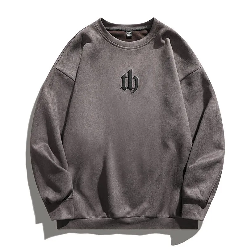 Solid Color Suede-Like Print Foam Sweatshirt