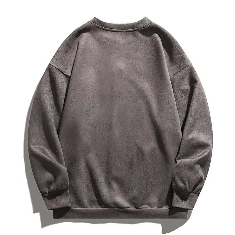 Solid Color Suede-Like Print Foam Sweatshirt