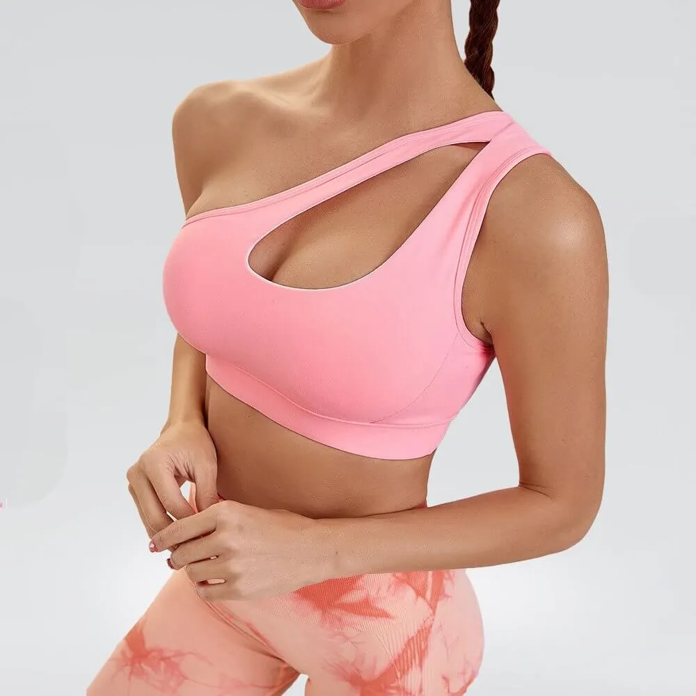 Stylish Women's One-shoulder Sports Bra for Fitness - SF0981