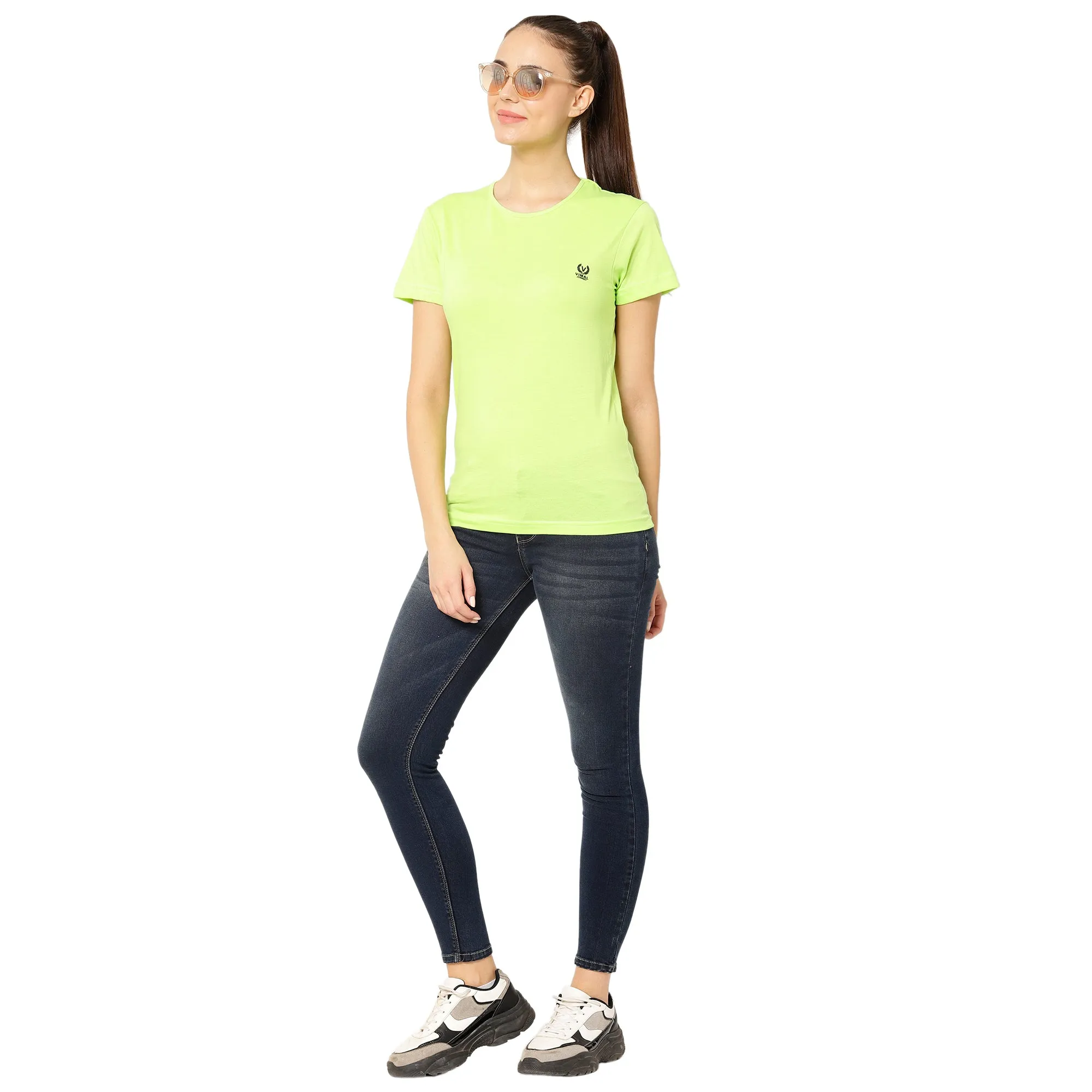 Vimal Jonney Green Color T-shirt For Women