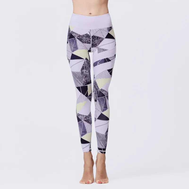 Women's High Waist Sports Leggings with Flower Prints - SF1108