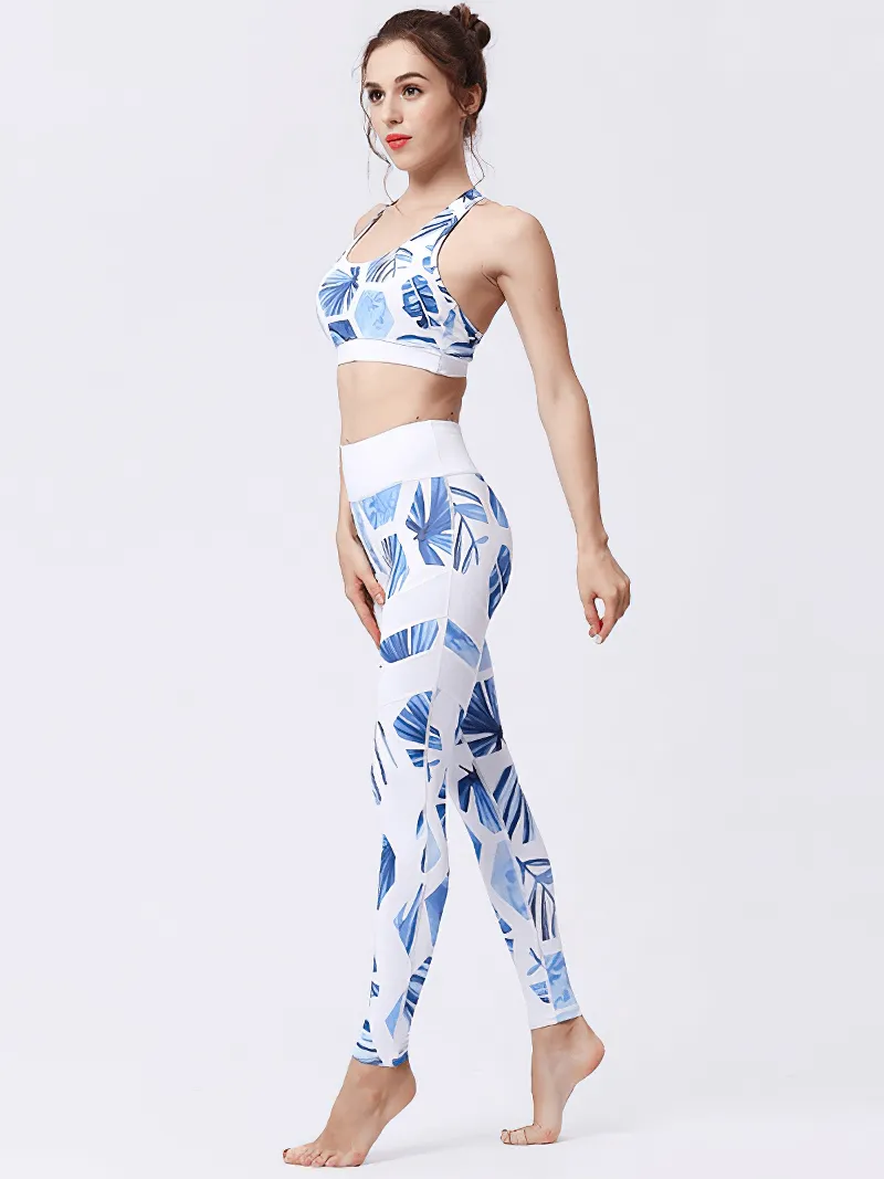 Women's High Waist Sports Leggings with Flower Prints - SF1108