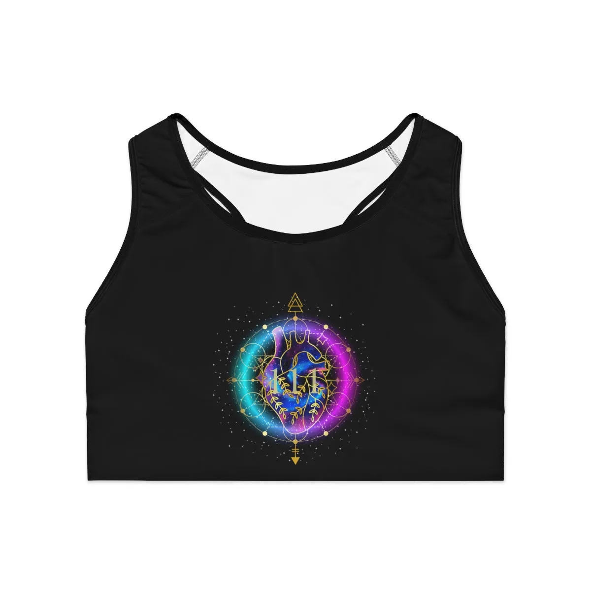Yoga Spiritual Meditation Women Sports Bra - Sacred Heart 111 Angel Number